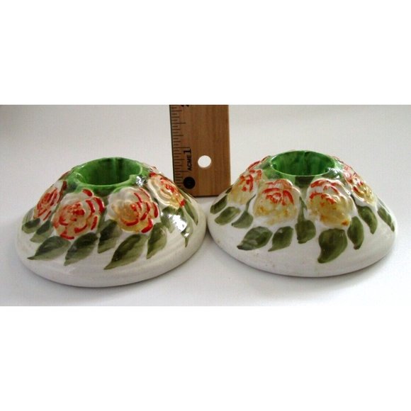 Wilkinson Royal Staffordshire Pottery England - Pair (2) Floral Candlesticks VTG - Picture 10 of 11